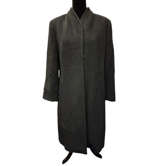 Cinzia Rocca Black Wool Cashmere Long Coat US 14 Made in Italy - Picture 1 of 15